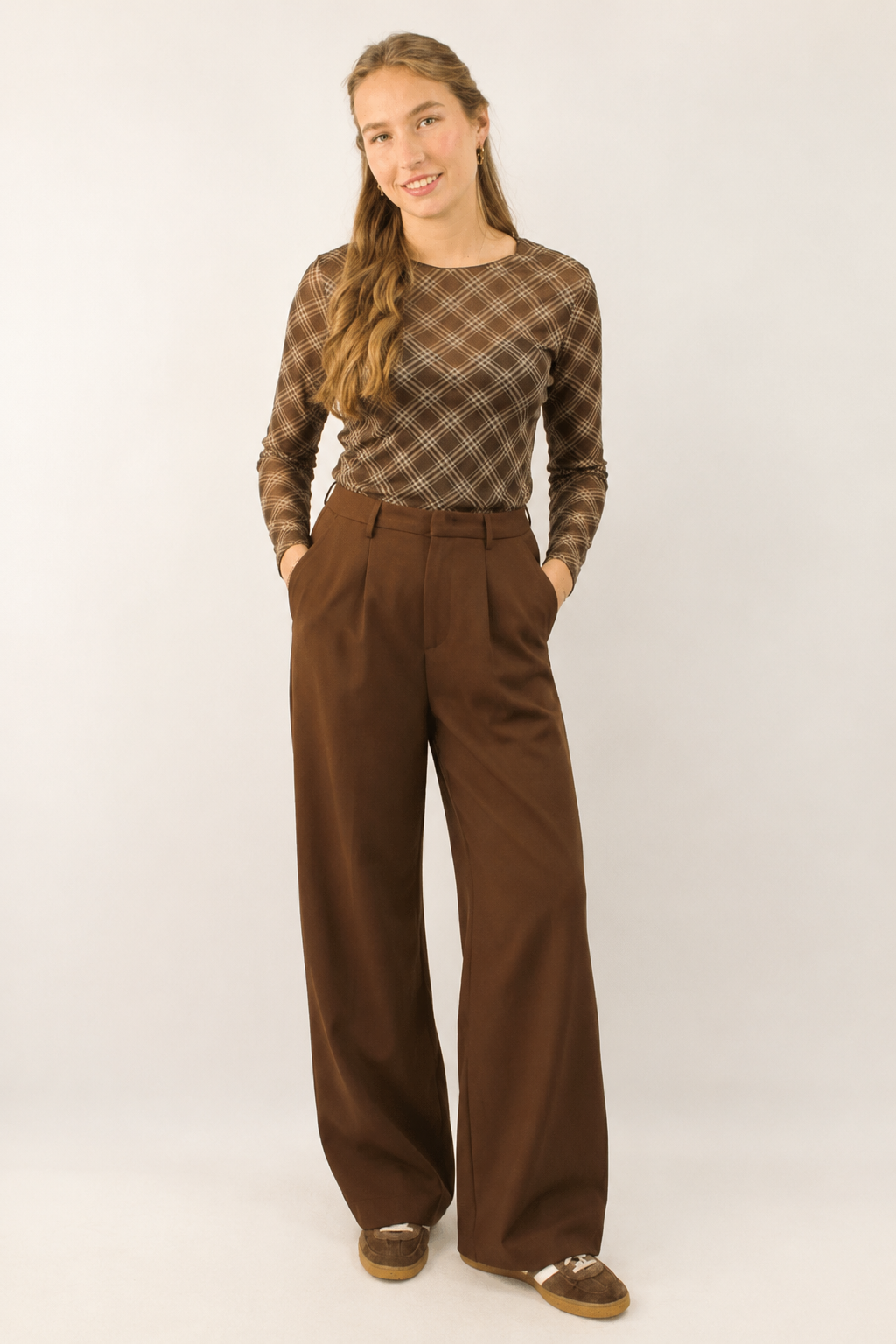 Wide leg pantalon coffee