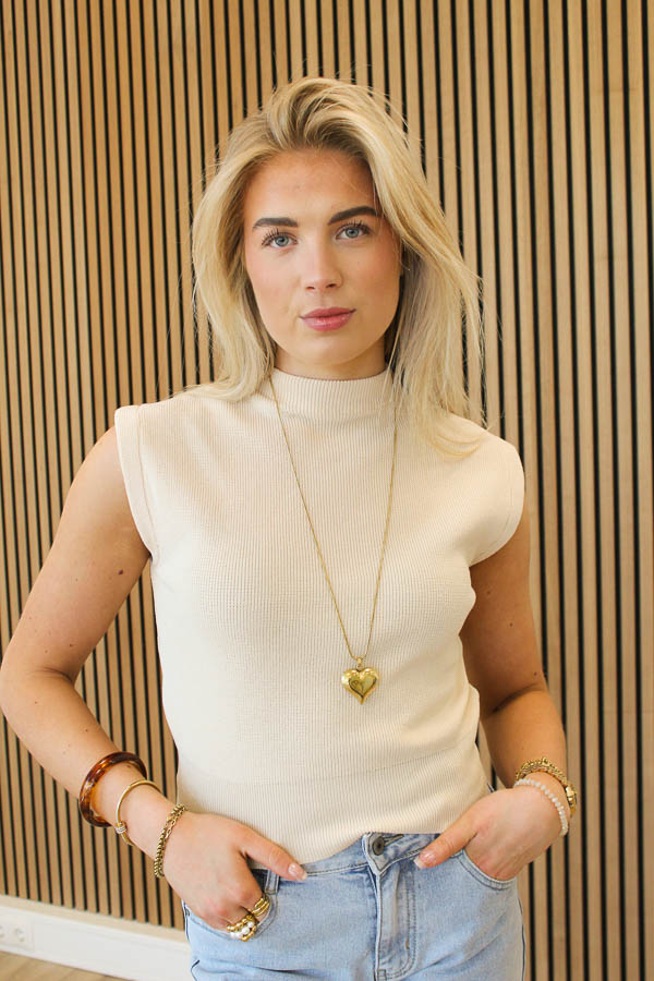Mouwloos top beige | Brigit 