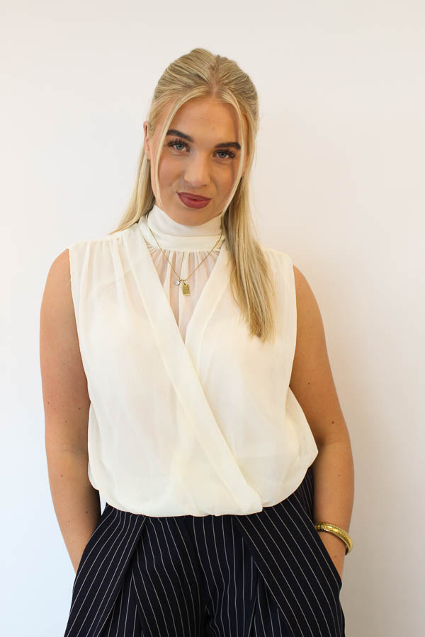 Mouwloos top beige | Lizzy