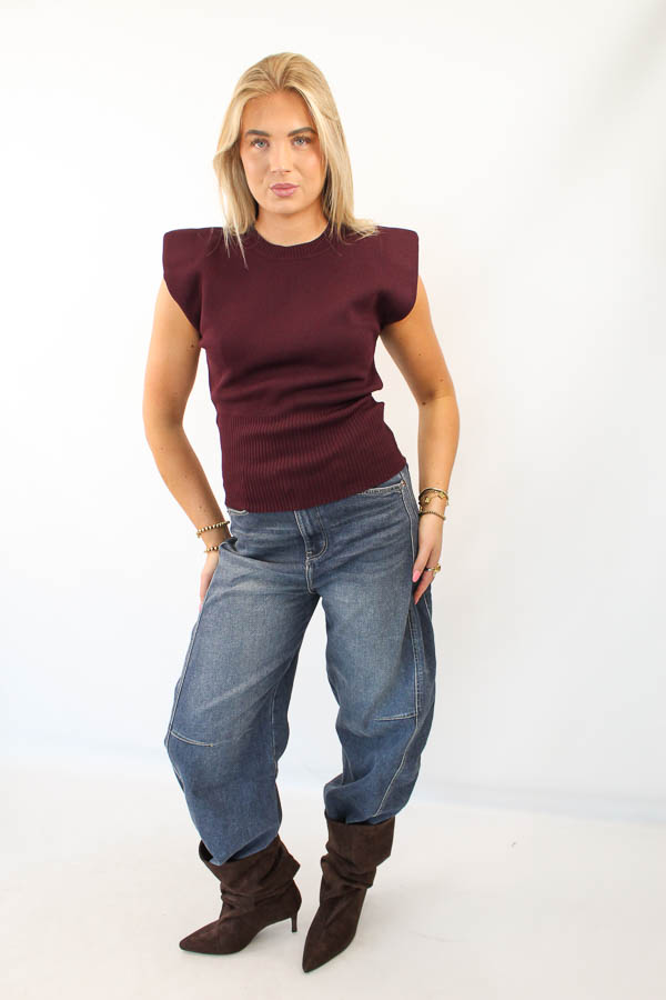 Mouwloos top bordeaux | Daisy