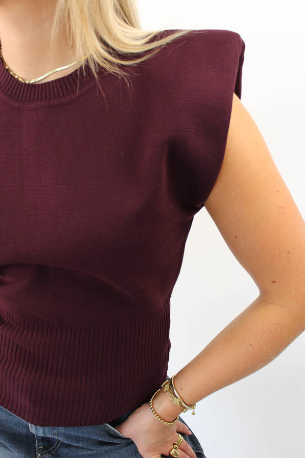Mouwloos top bordeaux | Daisy - Afbeelding 2