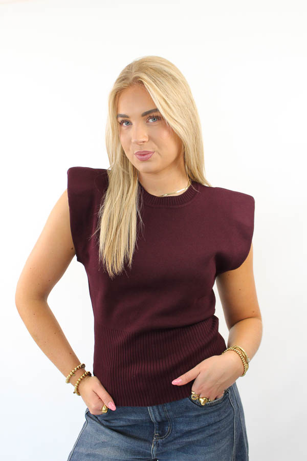 Mouwloos top bordeaux | Daisy - Afbeelding 3
