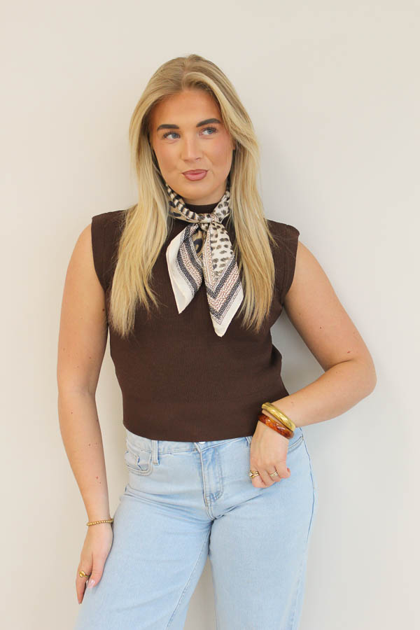Mouwloos top choco | Brigit - Afbeelding 3