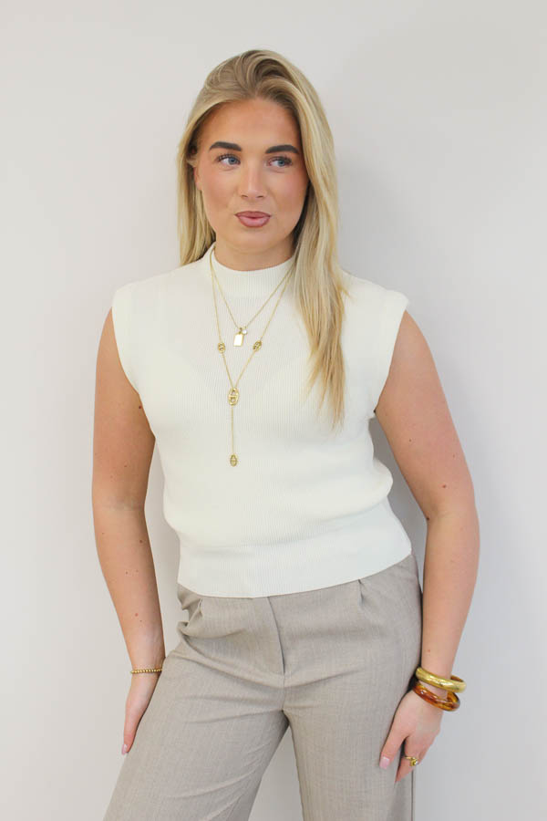 Mouwloos top ecru | Brigit