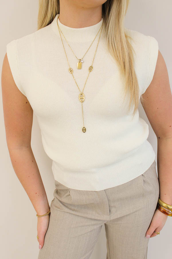 Mouwloos top ecru | Brigit - Afbeelding 2