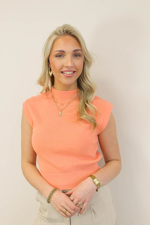 Mouwloos top koraal | Brigit 