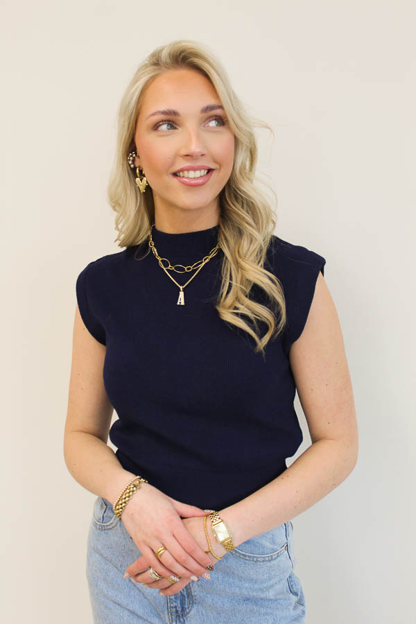 Mouwloos top marine | Brigit 