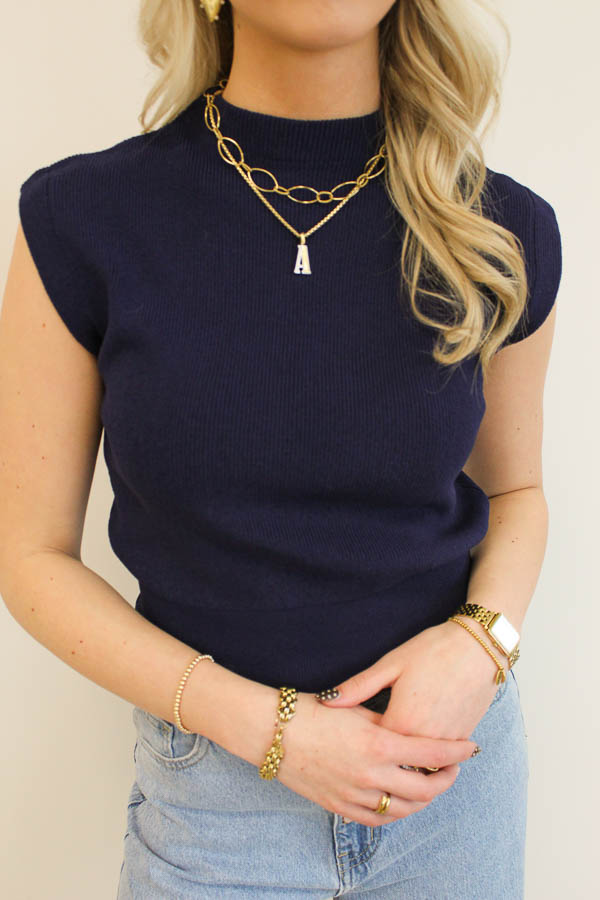 Mouwloos top marine | Brigit  - Afbeelding 2