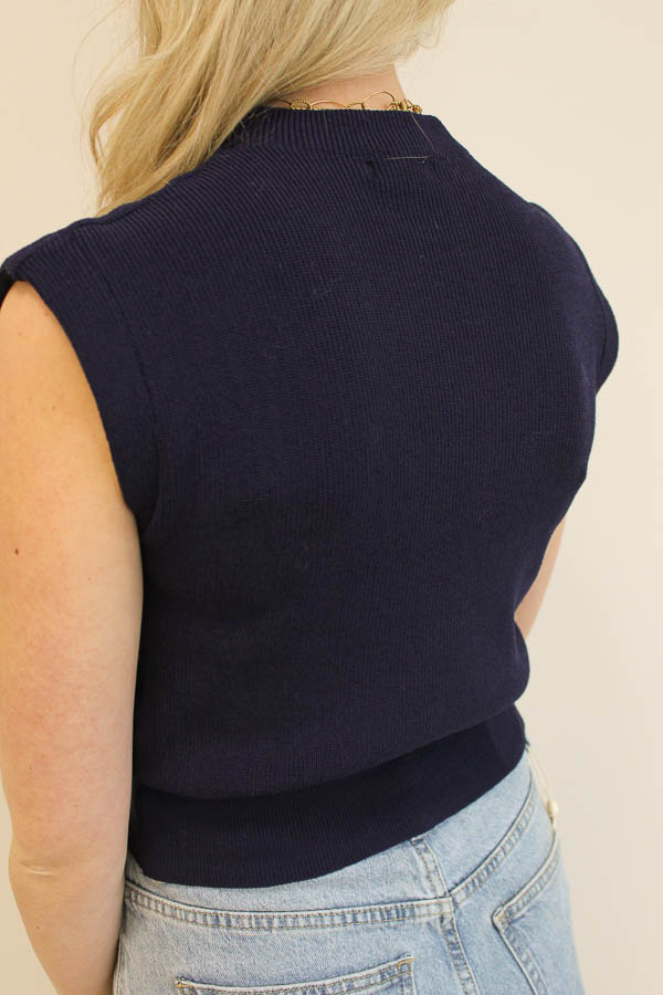 Mouwloos top marine | Brigit  - Afbeelding 3