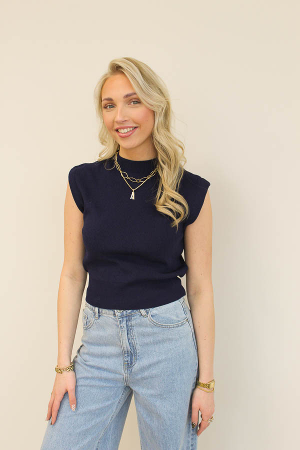 Mouwloos top marine | Brigit  - Afbeelding 4