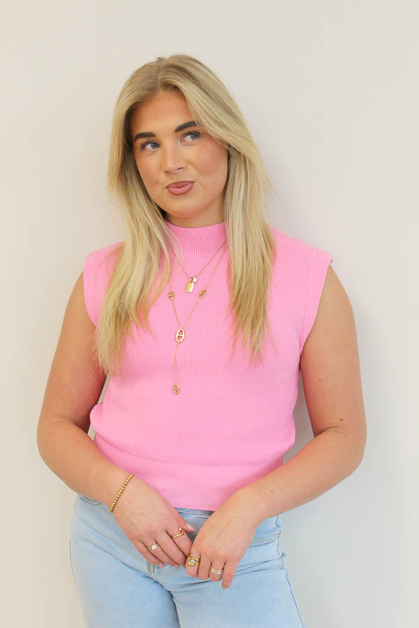 Mouwloos top roze | Brigit