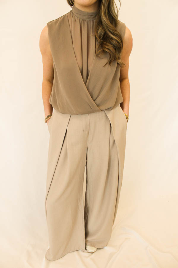 Mouwloos top taupe | Fancy - Afbeelding 3