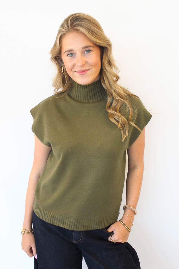 Mouwloos trui khaki | Lonneke