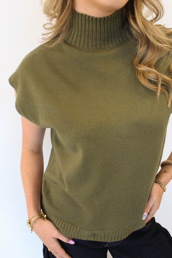 Mouwloos trui khaki | Lonneke - Afbeelding 2