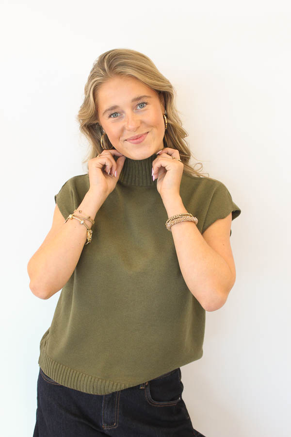 Mouwloos trui khaki | Lonneke - Afbeelding 4