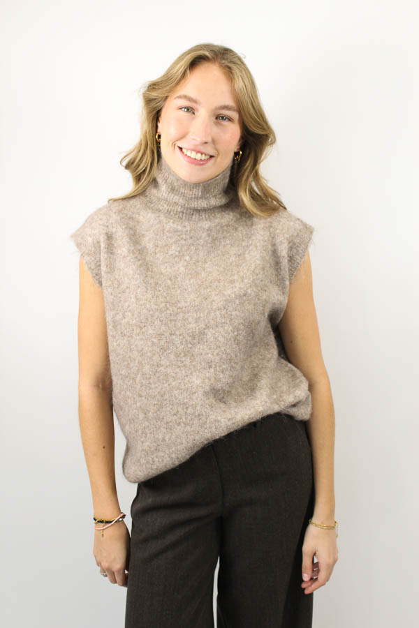 Mouwloze Coltrui taupe | Inez