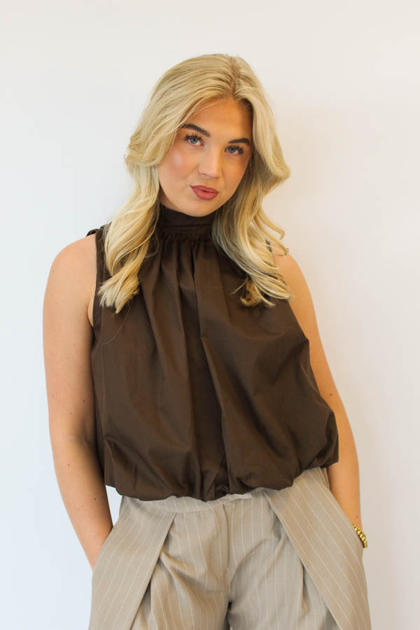 Mouwloze blouse top bruin | Roxy