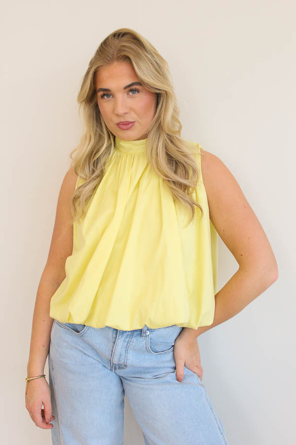 Mouwloze blouse top geel | Eve