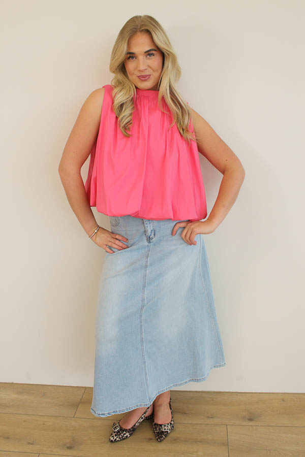 Mouwloze blouse top koraal | Eve - Afbeelding 3