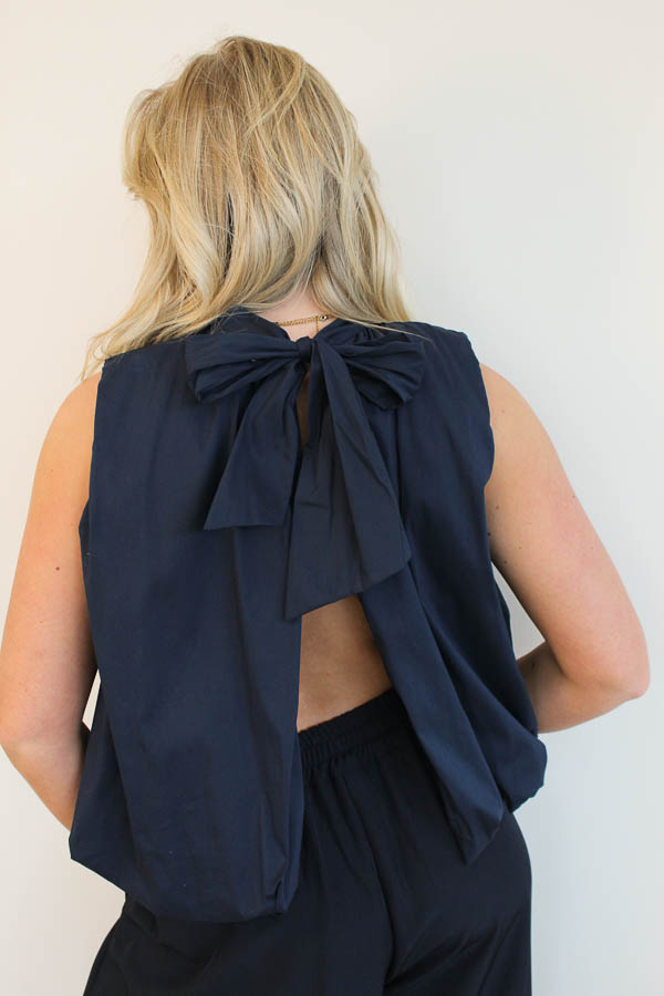 Mouwloze blouse top navy | Eve - Afbeelding 2