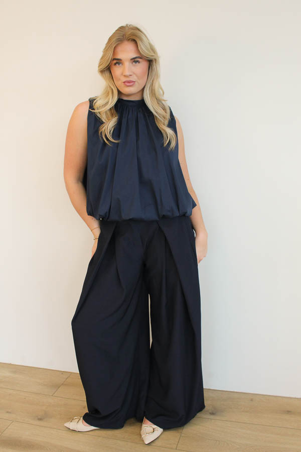 Mouwloze blouse top navy | Eve - Afbeelding 3