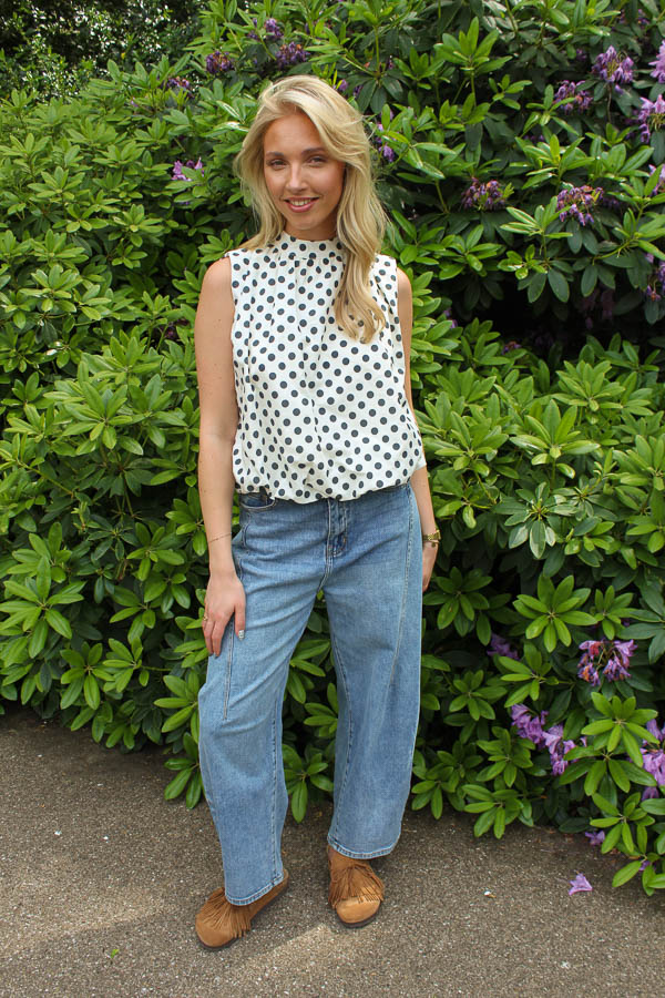Mouwloze blouse top navy | Jara - Afbeelding 2