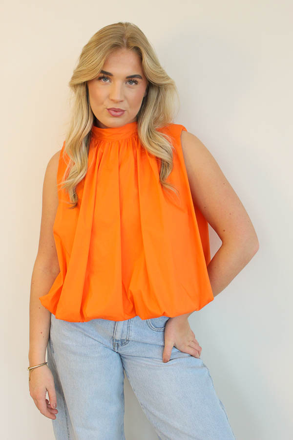 Mouwloze blouse top oranje | Eve