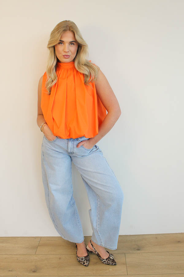 Mouwloze blouse top oranje | Eve - Afbeelding 3