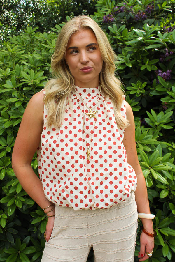 Mouwloze blouse top rood | Jara