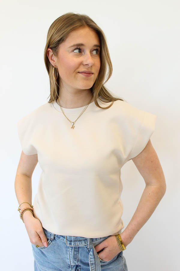 Mouwloze top beige | Lotta