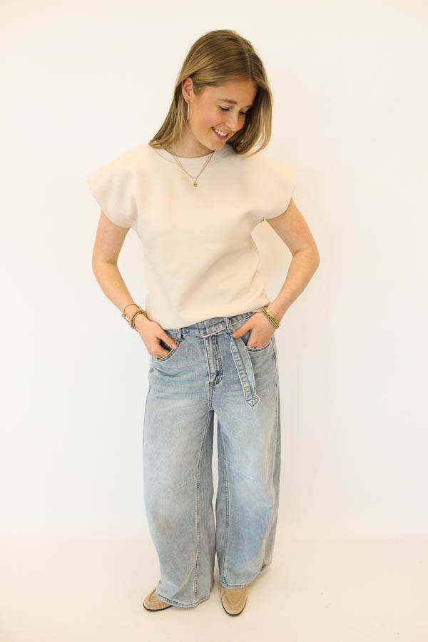 Mouwloze top beige | Lotta - Afbeelding 3