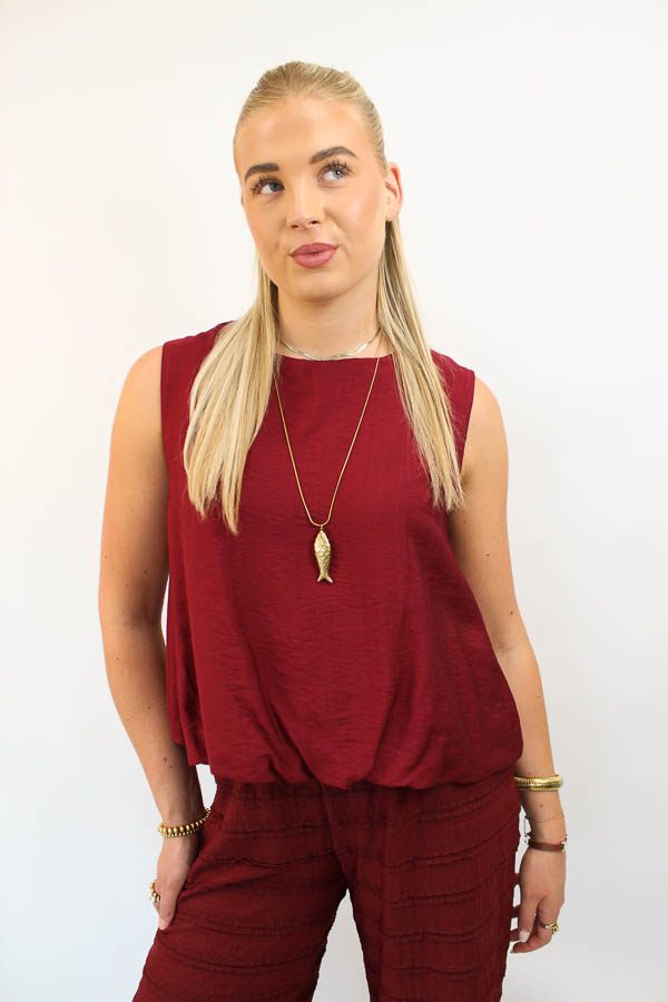 Mouwloze top bordeaux | Mayla