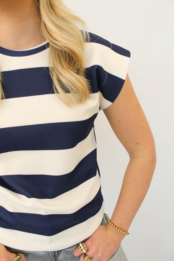 Mouwloze top strepen navy | Lea - Afbeelding 2