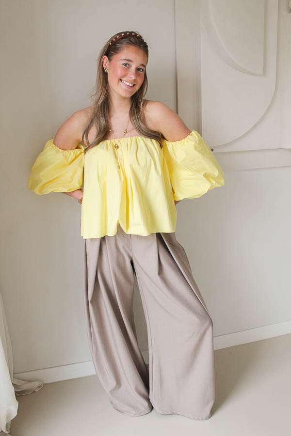 Off-shoulder top geel | Aniek
