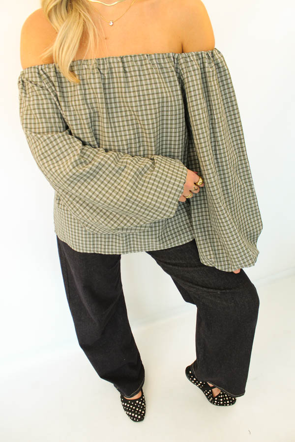 Off-shoulder top khaki | Ruiten - Afbeelding 2