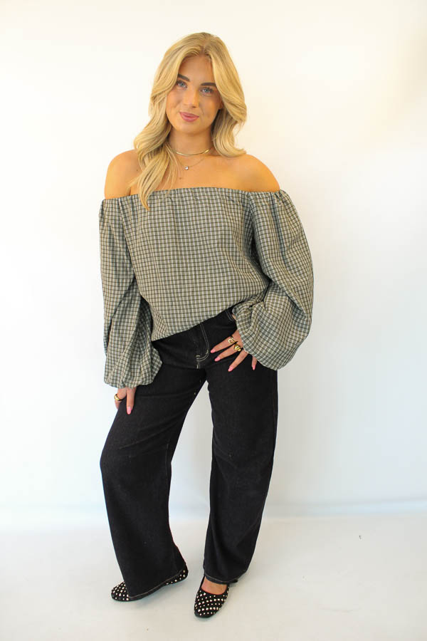 Off-shoulder top khaki | Ruiten - Afbeelding 3