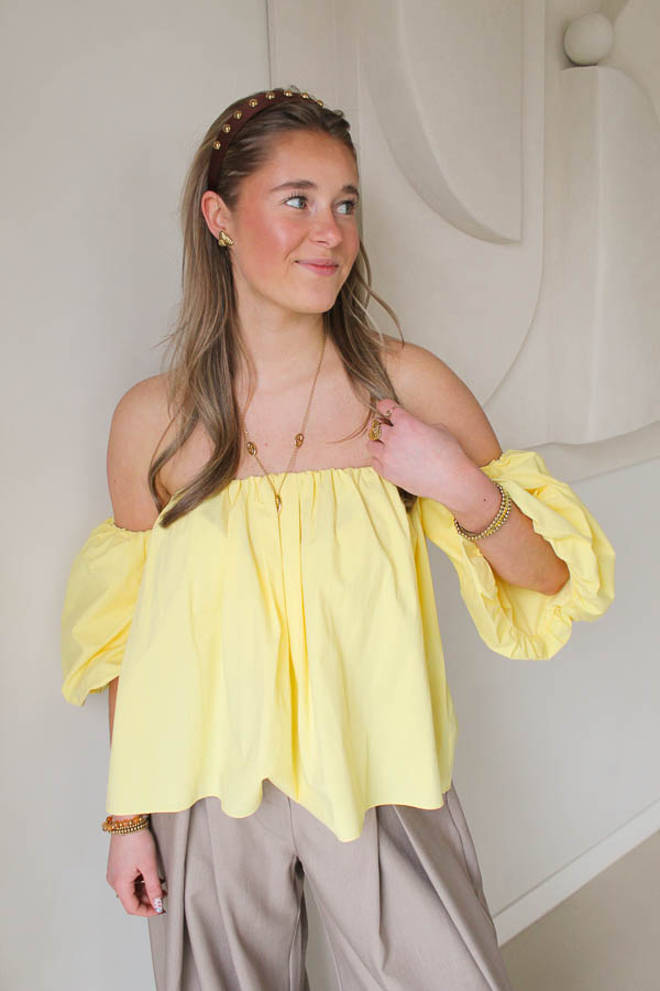 Off-shoulder top geel | Aniek - Afbeelding 2