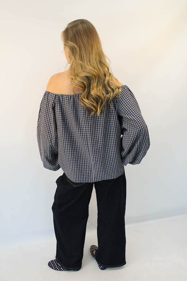 Off-shoulder top navy | Ruiten - Afbeelding 4