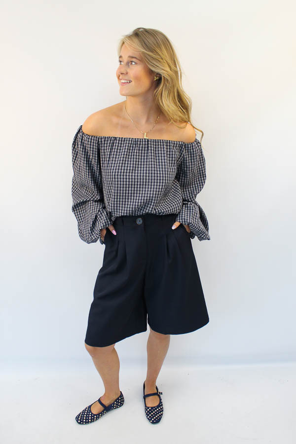 Off-shoulder top navy | Ruiten - Afbeelding 3