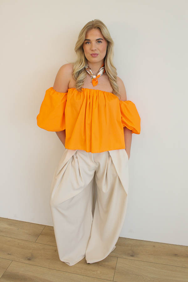 Off-shoulder top oranje | Aniek - Afbeelding 2