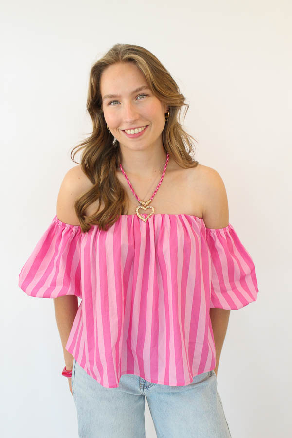 Off-shoulder top roze | Aimy