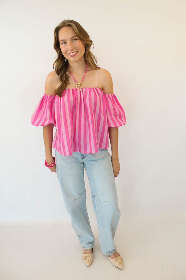 Off-shoulder top roze | Aimy - Afbeelding 3