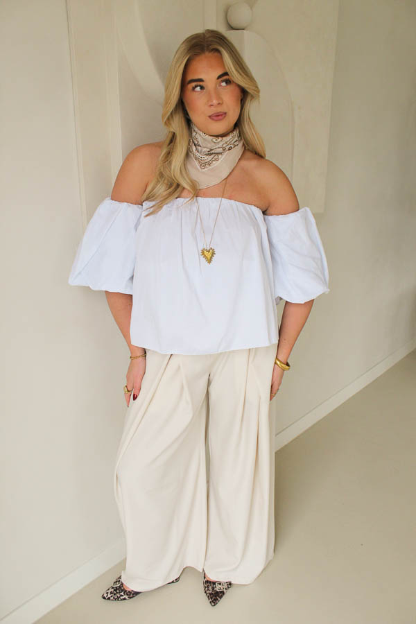 Off-shoulder top wit | Aniek - Afbeelding 3