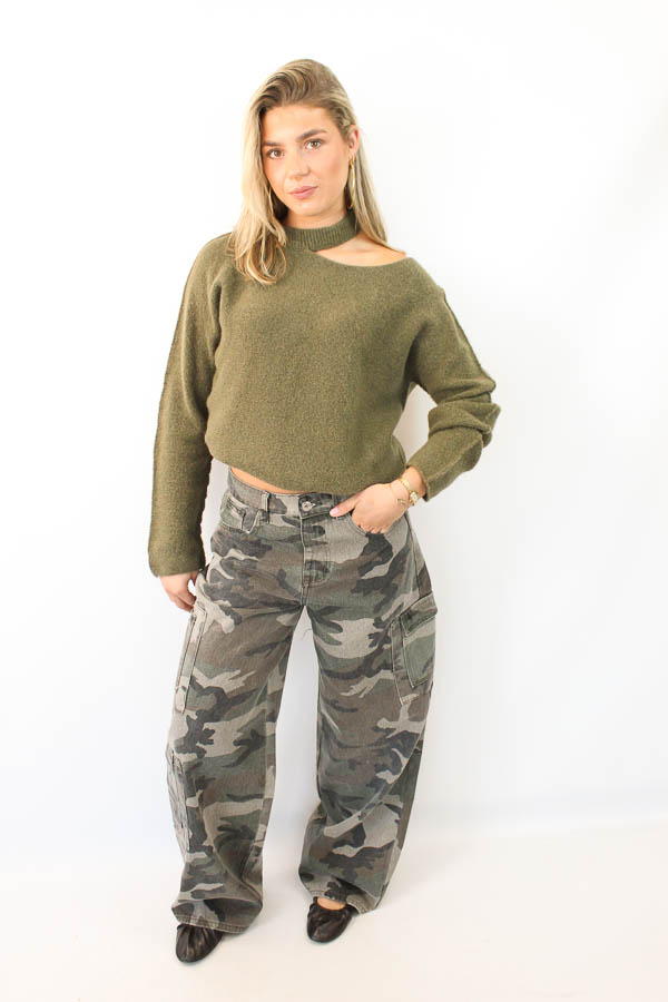Open shoulder trui army | Pien