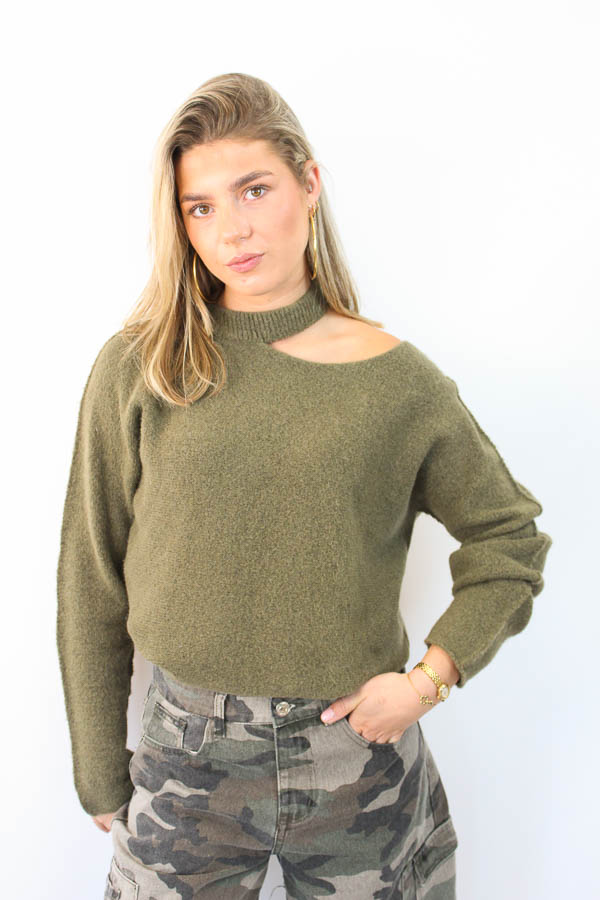 Open shoulder trui army | Pien - Afbeelding 2