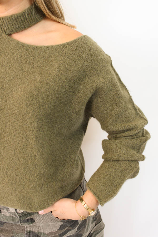 Open shoulder trui army | Pien - Afbeelding 3