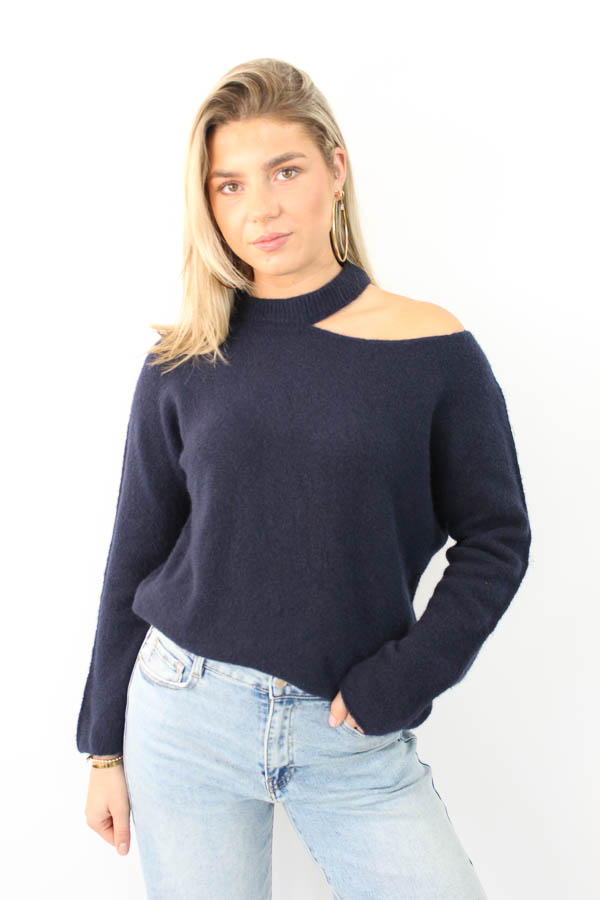 Open shoulder trui navy | Pien - Afbeelding 2