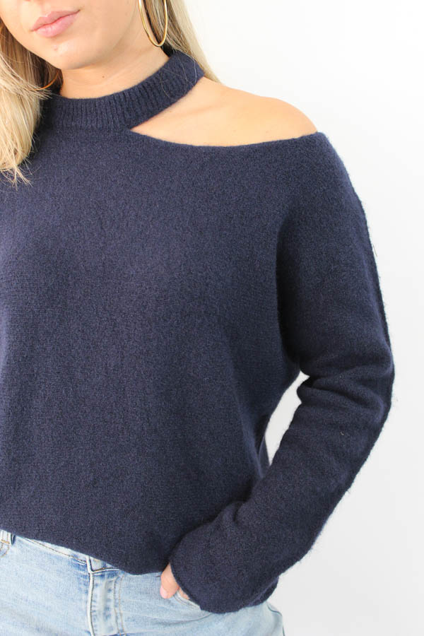 Open shoulder trui navy | Pien - Afbeelding 3