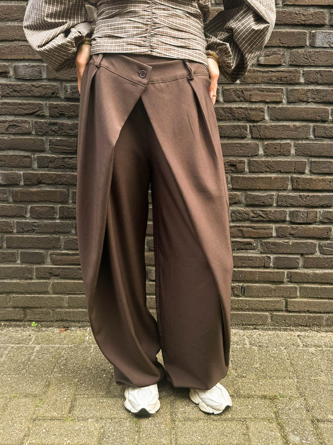 Overslag broek bruin | Sara - Afbeelding 2