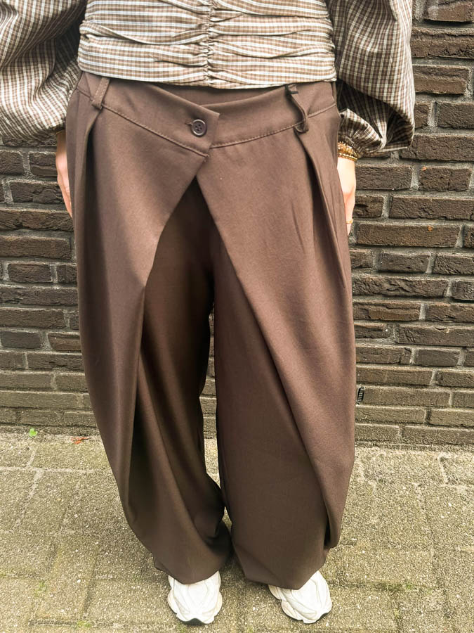 Overslag broek bruin | Sara - Afbeelding 3